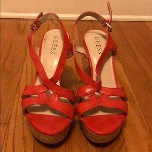 Guess leather/cork wedges